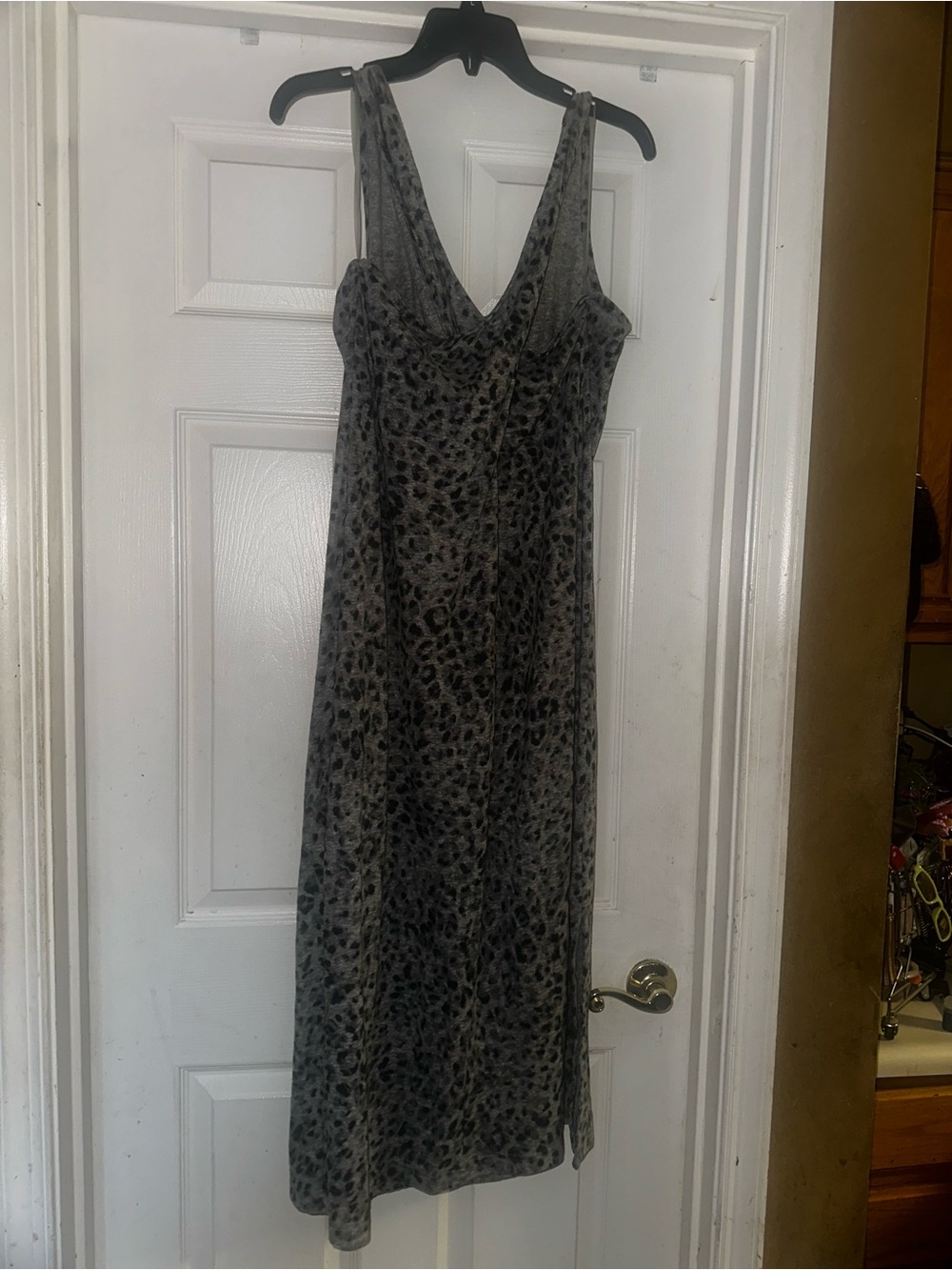 Old Navy Grey Leopard Print Maxi Slip Dress